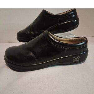 Alegria Kay Black Leather Professional Nursing Clogs Shoes Women Size 38 US 8